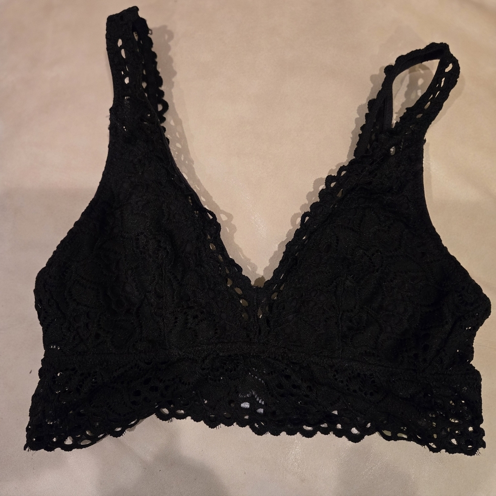 Aerie Black Lace Bralette Bra Size Small